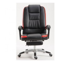 Black color racing office chair with footrest