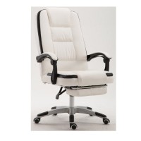 White color gaming office chair with foot rest